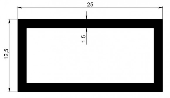 Алюминиевый бокс прямоугольный 12х25х1,5 мм 3 метра