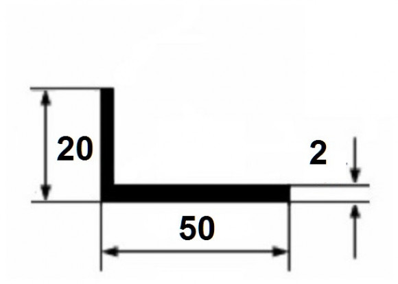 Алюминиевый уголок 20х50х2 мм разнополочный серебро 3 м