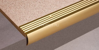 Алюминиевый порог угловой 30х33 мм с рифлением Д4 Золото КЕ 2,7 м (упаковка 10 штук) Алюминиевый порог угловой 30х33 мм с рифлением Д4 Золото КЕ 2,7 м (упаковка 10 штук)