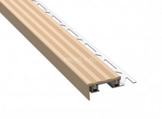 Противоскользящий порог угловой алюминиевый с резиной  32х10 мм Р-32 бежевый 2,7 м