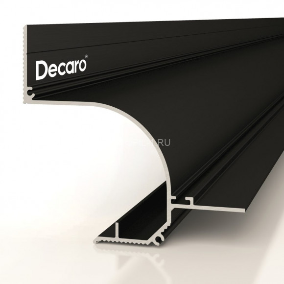 Теневой потолочный плинтус алюминиевый Decaro D006A Black черный с возможностью LED подсветки 2 м