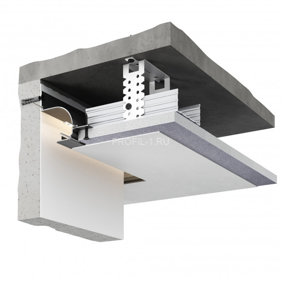 Теневой потолочный плинтус алюминиевый Decaro D006A Black черный с возможностью LED подсветки 2 м