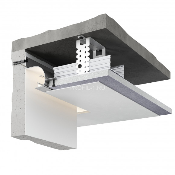 Теневой потолочный плинтус алюминиевый Decaro D006A Black черный с возможностью LED подсветки 2 м