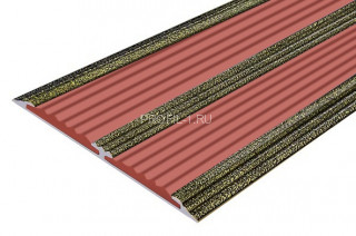 Алюминиевый порог одноуровневый 70 мм противоскользящий АП-70-Антик бронза-красный 3,0 м