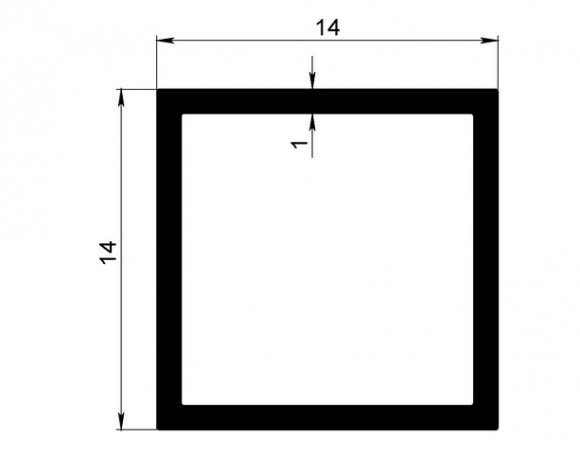 Алюминиевый бокс квадратный 14х14х1 мм 3 метра Алюминиевый бокс квадратный 14х14х1 мм 3 метра