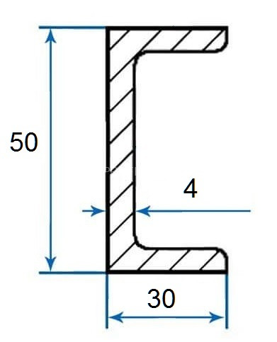 Швеллер алюминиевый П-профиль 30х50х30х4 мм 3м
