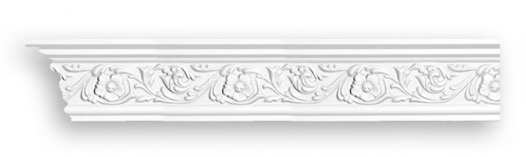 Плинтус DECOMASTER 95323 (85x57x2400) потолочный с рисунком интерьерный классический карниз из полиуретана, белый под покраску