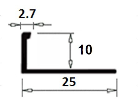 Латунный L-образный профиль гибкий TRD 100 OC 10 хром 2,7м