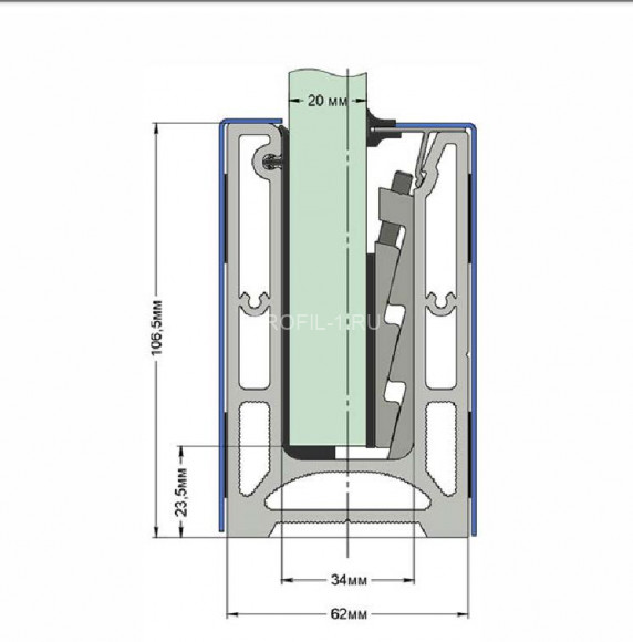 Алюминиевый профиль под стекло Диал ПСт-106 без покрытия 3 м