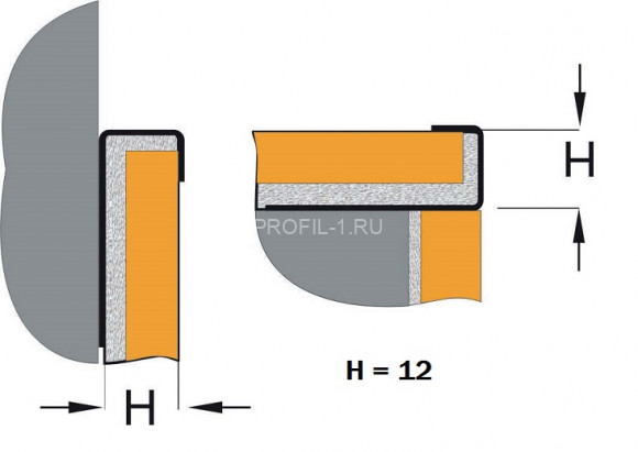 Профиль для плитки внешний 12 мм из нержавеющей стали K12 матовый 2,7 м