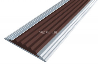 Алюминиевый порог противоскользящий одноуровневый 40 мм АП-40 без покрытия темно-коричневый 3 м