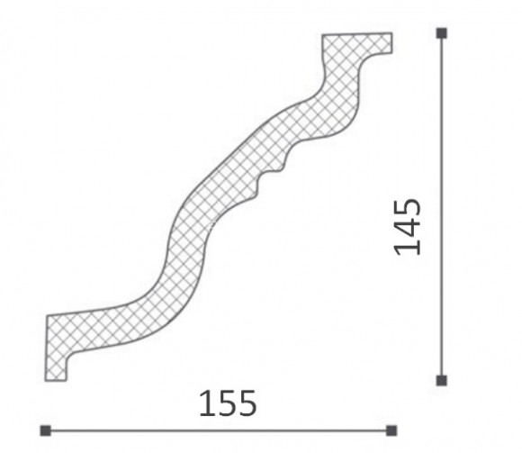 Потолочный плинтус NMC Nomastyl TL белый полистирол 145х155 мм 200 см