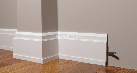 Напольный плинтус Decor-Dizayn DD702 полистирол белый, под покраску 150х22х2000 мм