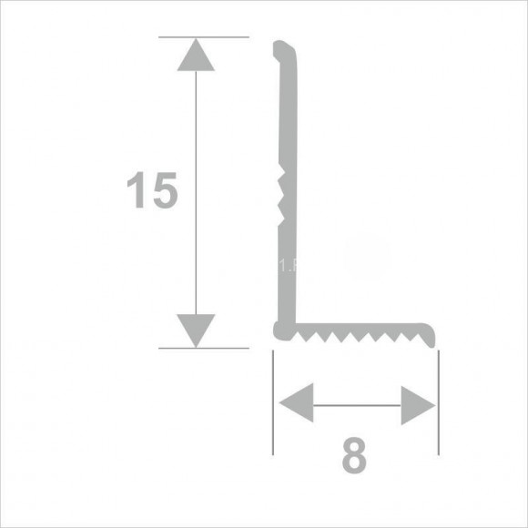 Разнополочный уголок из алюминия внутренний 15х8 мм ПВ-205 серый муар 2.7 м