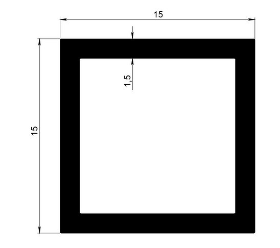 Алюминиевый бокс квадратный 15х15х1,5 мм 3 метра Алюминиевый бокс квадратный 15х15х1,5 мм 3 метра