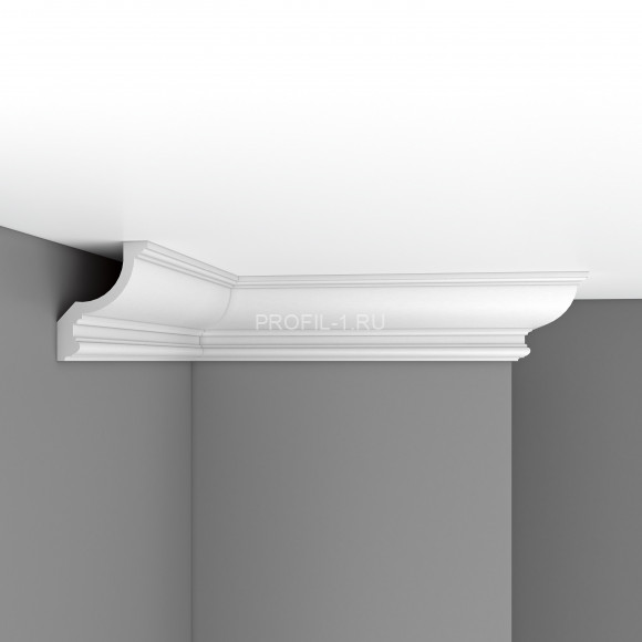 Плинтус потолочный под подсветку 150х120х2400 мм Decomaster 96901 из полиуретана белый под покраску