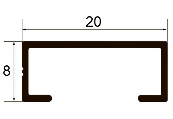 Алюминиевый П-профиль 8х20 Б-4 серебро браш 3 м