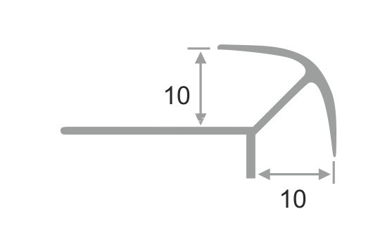 Алюминиевый профиль для наружных углов под плитку ПО-10х10 серебро глянец 2,7 м