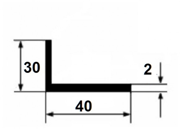 Алюминиевый уголок 30х40х2 мм разнополочный 3 м