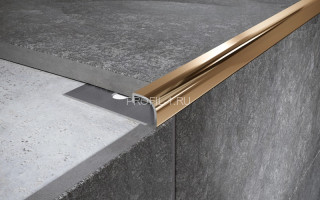 С-профиль из нержавеющей стали 10 мм FRF 10 GP золото полированное 270 см