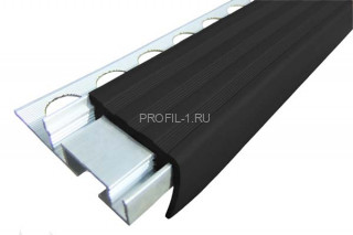 Закладной профиль противоскользящий ALPB-2.7 черный 2,7 м алюминиевый с резиновой вставкой