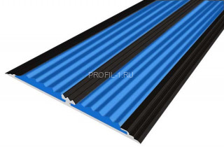 Порог 70 мм алюминиевый противоскользящий одноуровневый АП-70-Анод черный-синий 1,5 м