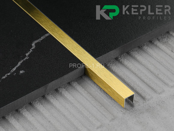 П-профиль бордюрный 10х10 мм из нержавеющей стали SS 304 FSUP10-GS S.S.304 золото сатинированное 2.7 м