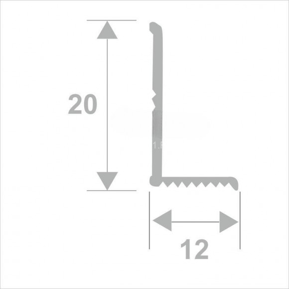 Разнополочный уголок из алюминия внутренний 20х12 мм ПВ-206 серый муар 2.7 м