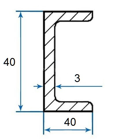 Швеллер алюминиевый П-профиль 40х40х40х3 мм 3м Швеллер алюминиевый П-профиль 40х40х40х3 мм 3м