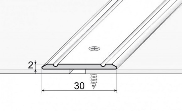 Алюминиевый порог одноуровневый плоский с насечками 30 мм Effector A 02.01 2,7 м серебро
