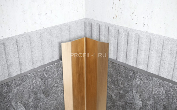 Уголок из нержавеющей стали равнополочный внутренний с загнутыми краями 50х50 мм FV 50 GS золото сатинированное 300 см