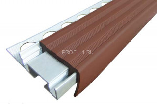 Закладной профиль противоскользящий ALPB-2.7 коричневый 2,7 м алюминиевый с резиновой вставкой