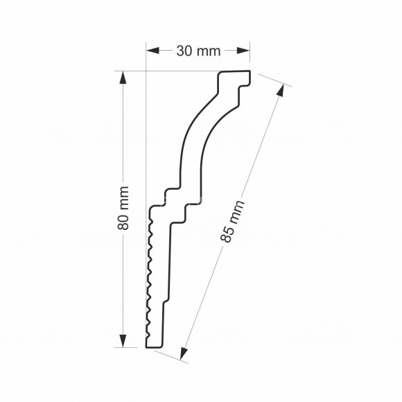 Потолочный плинтус Glanzepol GPX-23 белый полистирол 80х30 мм 2 м