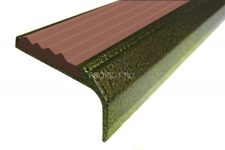 Порог угловой алюминиевый 42х23 мм противоскользящий АУ-42/23-Антик бронза-коричневый 3,0 м