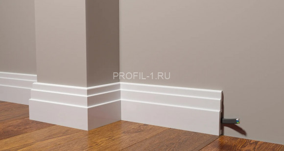 Напольный плинтус Decor-Dizayn DD704 полистирол белый, под покраску 100х16х2000 мм