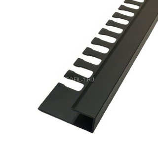Алюминиевый окантовочный П-профиль 10 мм ПО-П10 черный матовый 2.7 м Алюминиевый окантовочный П-профиль 10 мм ПО-П10 черный матовый 2.7 м