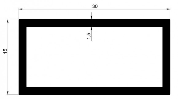 Алюминиевый бокс прямоугольный 15х30х1,5 мм 3 метра