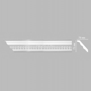 Плинтус DECOMASTER 95350 (75x78x2400) потолочный с рисунком мелкий повторяющийся узор из полиуретана, белый под покраску