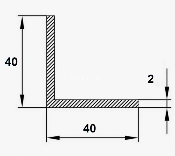 Алюминиевый уголок 40х40х2 мм равнополочный серебро 3 м
