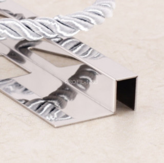 П-профиль нержавеющая сталь закладной SB017-8H серебро глянец 2,7 м