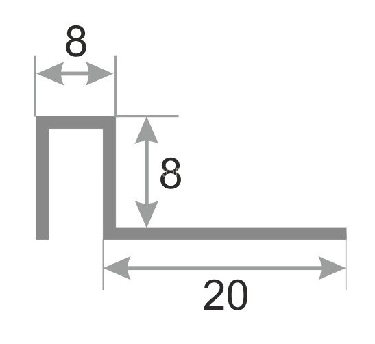 П-профиль нержавеющая сталь закладной SB017-8H серебро глянец 2,7 м