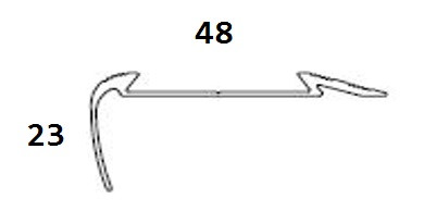 Угловой порог алюминиевый противоскользящий с резиной 48х23 мм ПО-48х23+ПР-30 без покрытия-черный 2,7 м