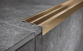 Угловой порог из нержавеющей стали 40х15 мм FCA 15 GP золото полированное 270 см