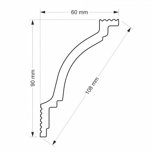 Потолочный плинтус Glanzepol GPX-24 белый полистирол 90х60 мм 2 м