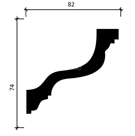 Потолочный плинтус Decor-Dizayn DD30 полистирол белый, под покраску 74х82х2000 мм