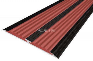 Порог 70 мм алюминиевый противоскользящий одноуровневый АП-70-Анод черный-красный 1,5 м