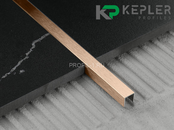 П-профиль бордюрный 10х10 мм из нержавеющей стали SS 304 FSUP10-RS S.S.304 розовое золото сатинированное 2.7 м