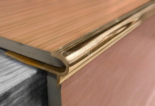 Латунный окантовочный F-профиль для ступеней под плитку FL 100 ON 10 полированный 2,7м