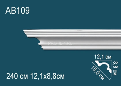 Потолочный плинтус гладкий Перфект AB109 белый полиуретан 88х121х150 мм 240 см