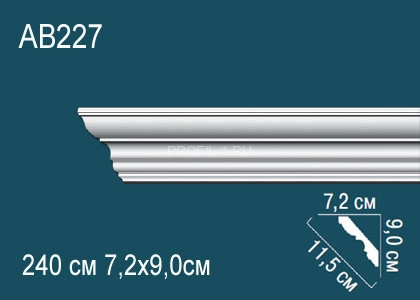 Потолочный плинтус гладкий Перфект AB227 белый полиуретан 90х115х72 мм 240 см